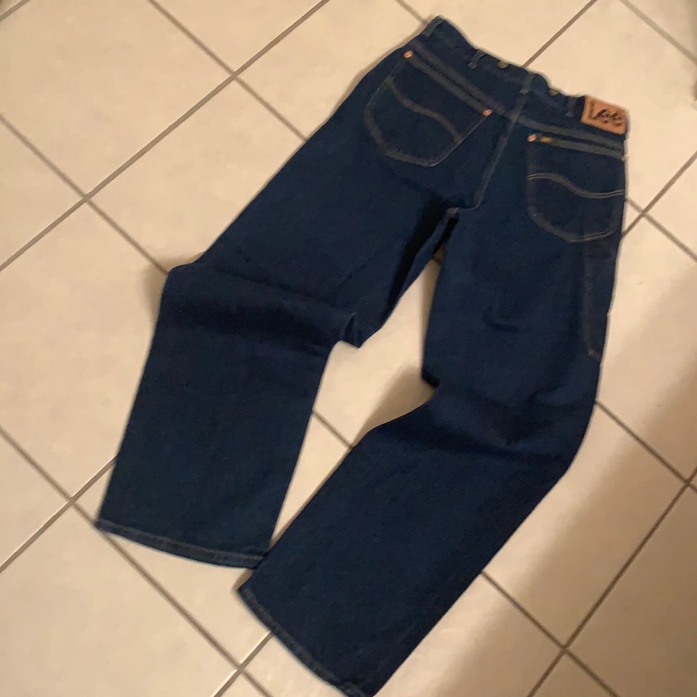 Super rare Lee rinsed indigo carpenter denim jeans 80’s USA Union made 34x34